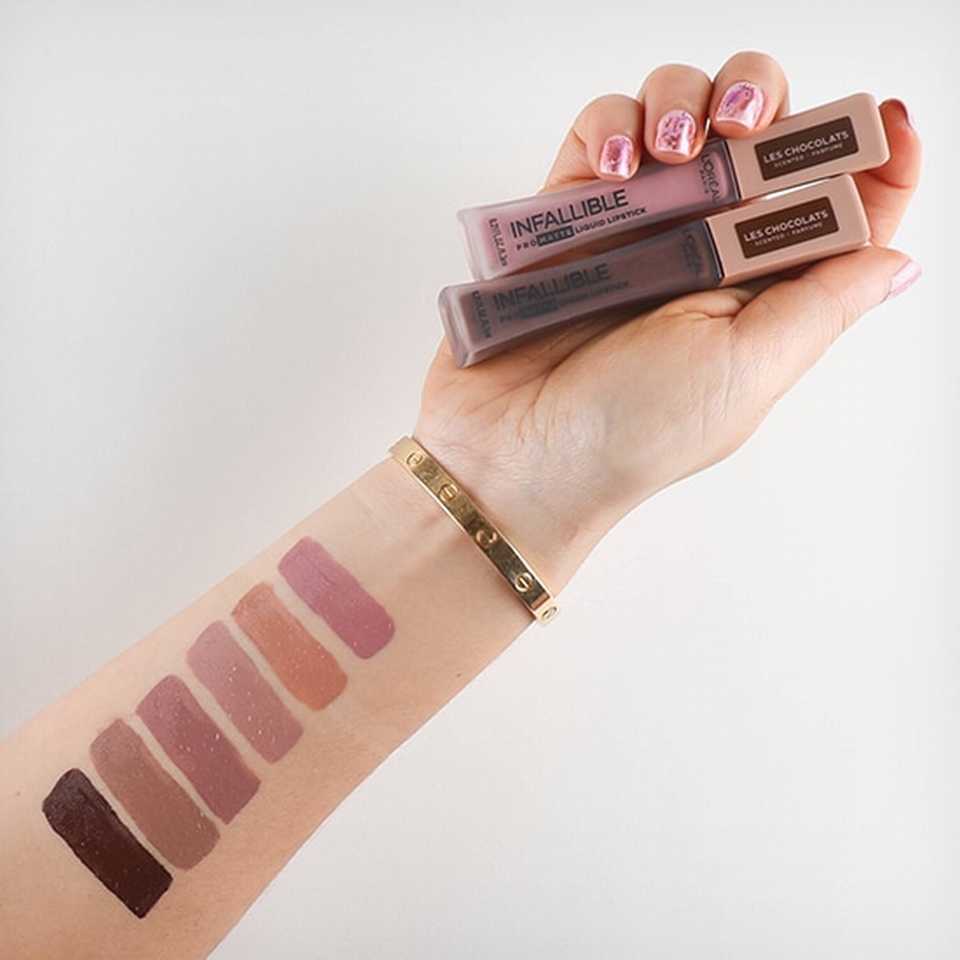 L’Oreal Paris Pro Matte Les Chocolats Liquid Lipstick Swatches